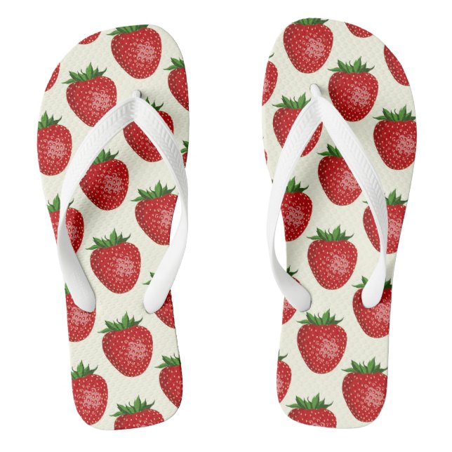 Erdbeermuster, Rote Erdbeeren, Obst, Leaf Flip Flops (Fußbett)