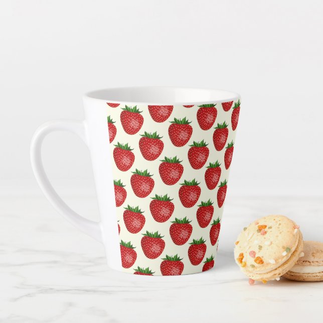 Erdbeermuster, Rote Erdbeeren, Obst, Leaf Milchtasse (Beispiel)