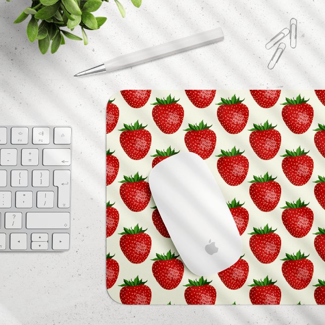 Erdbeermuster, Rote Erdbeeren, Obst, Leaf Mousepad (Von Creator hochgeladen)