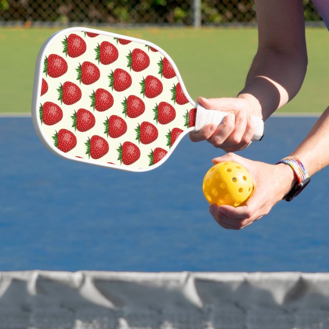 Erdbeermuster, Rote Erdbeeren, Obst, Leaf Pickleball Schläger (InSitu)