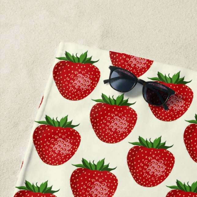 Erdbeermuster, Rote Erdbeeren, Obst, Leaf Strandtuch (Beispiel)