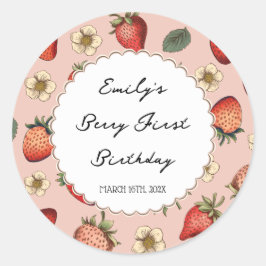 Erdbeermuster Vintag Runder Aufkleber