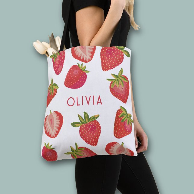 Erdbeername Personalisiert Tasche (Peraonslized strawberry print all over print tote bag)