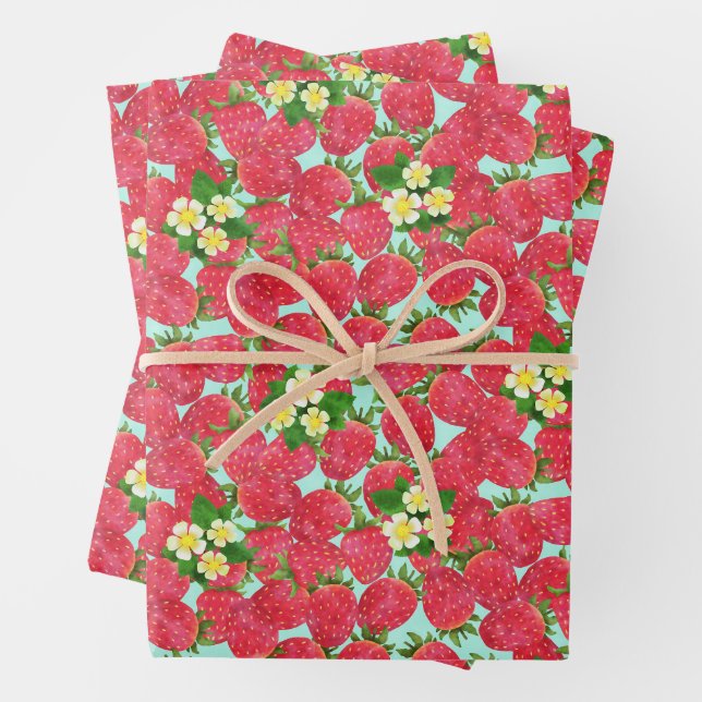 Erdbeerpapier Geschenkpapier Set (Beispiel)