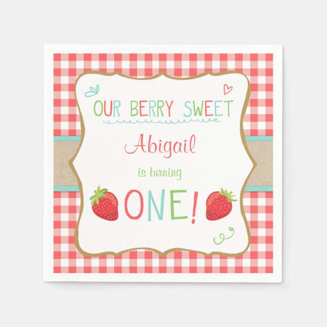 Erdbeerpapier Napkins Sommerfrucht Picnic Serviette (Vorderseite)