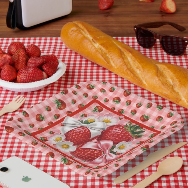 Erdbeerpapierteller Pappteller (Picknick)