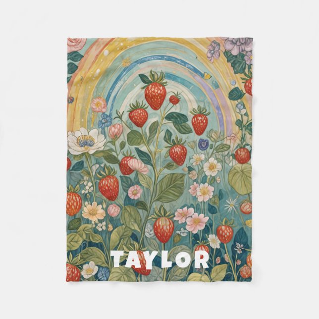 Erdbeerpflaster Fleecedecke (Vorderseite)