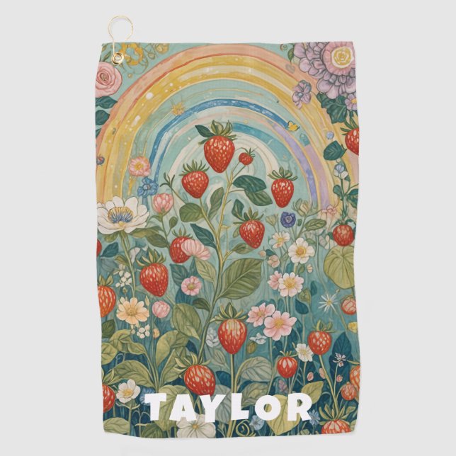 Erdbeerpflaster Golfhandtuch (Vorderseite)