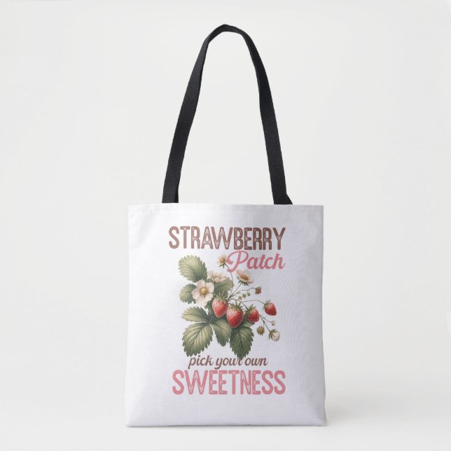 Erdbeerpflaster Vintages Erdbeerdesign Tasche (Vorderseite)