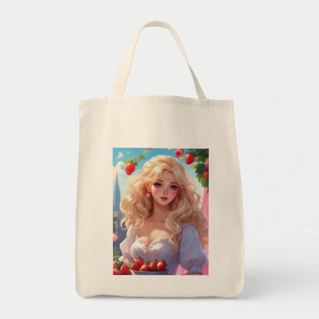 Erdbeerprinzessin Tragetasche (Vorne)