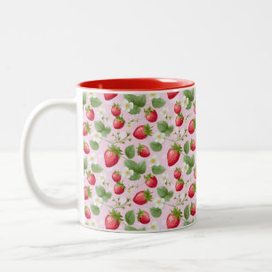 Erdbeerrote rosa weiße Blumen  Zweifarbige Tasse