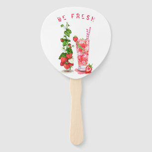 Erdbeersaft Coole Getränke Früchte Handfan Party Fächer