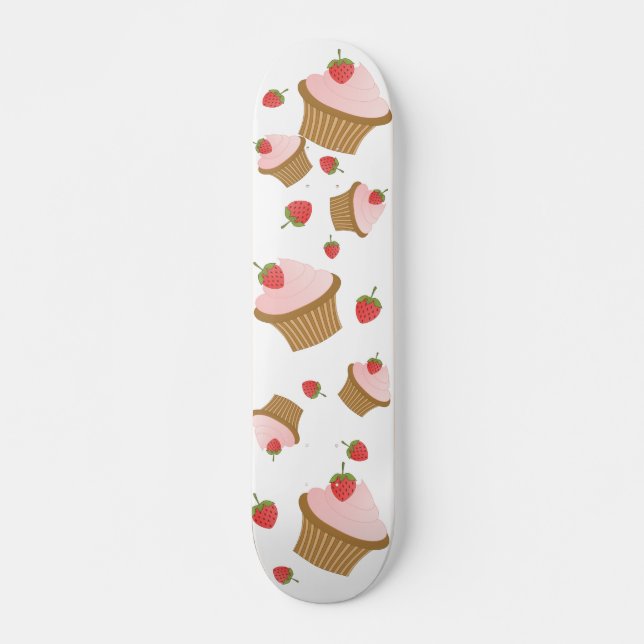Erdbeerschokolade Cupcake Skateboard (Vorne)