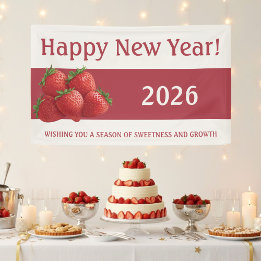 Erdbeersilvester Rot Banner