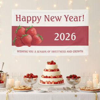 Erdbeersilvester Rot Banner