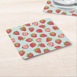 Erdbeersommer Rechteckiger Pappuntersetzer