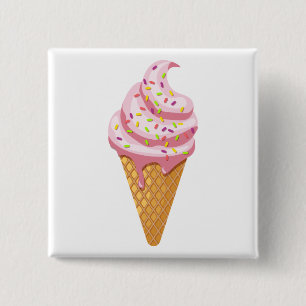 Erdbeersundae in Waffelkonus mit Topping Button