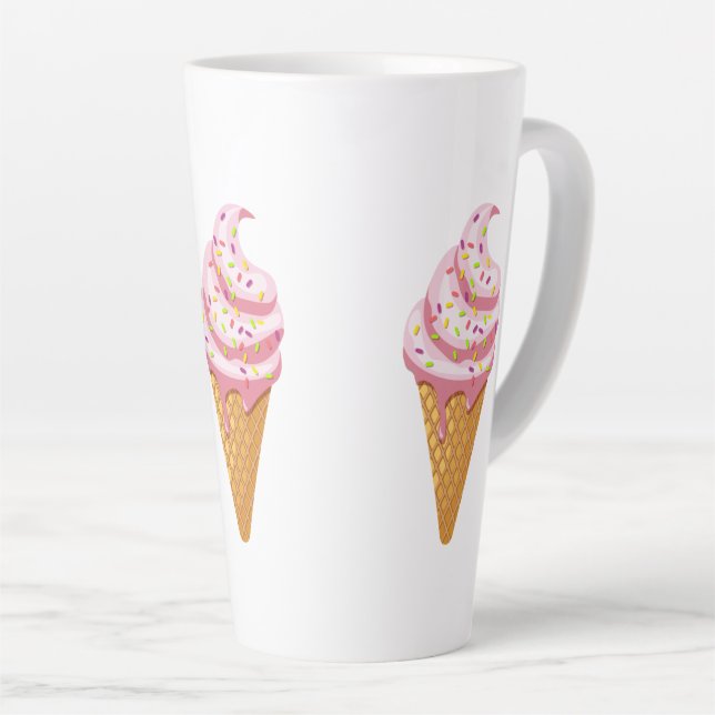 Erdbeersundae in Waffelkonus mit Topping Milchtasse (Rechte Ecke)
