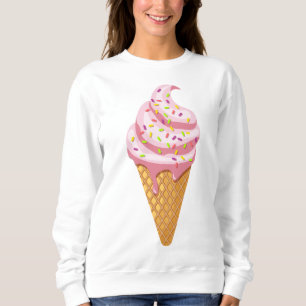 Erdbeersundae in Waffelkonus mit Topping Sweatshirt
