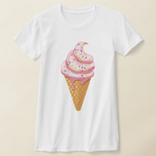 Erdbeersundae in Waffelkonus mit Topping T-Shirt