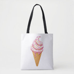 Erdbeersundae in Waffelkonus mit Topping Tasche