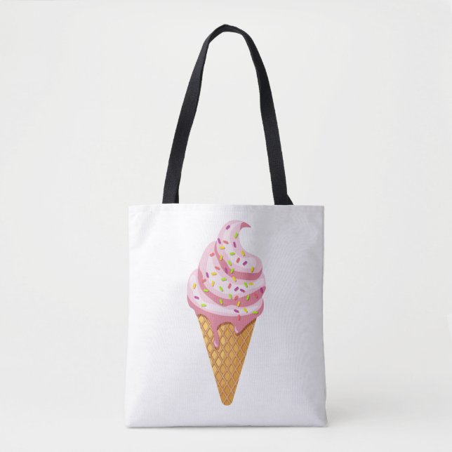 Erdbeersundae in Waffelkonus mit Topping Tasche (Vorderseite)