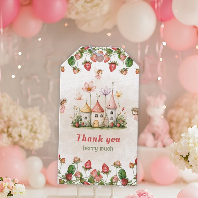 Erdbeerverzauberter Feengarten Geburtstag  Geschenkanhänger (Von Creator hochgeladen)