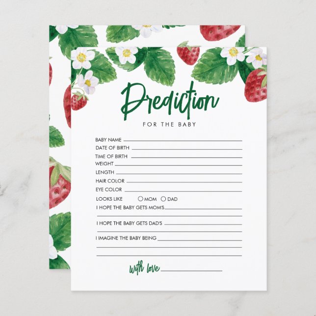 Erdbeervorausschauung für Babydusche (Vorne/Hinten)