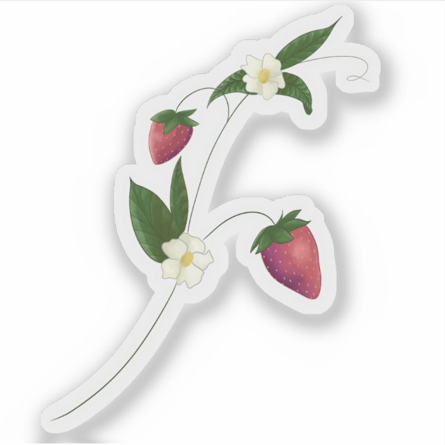 Erdbeerweine mit Aufkleber für Blume (Vorderseite)