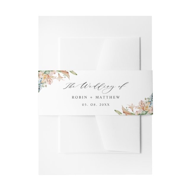 Erdblüten, die Hochzeit von Weiß Einladungsbanderole (Vorderseite Beispiel)