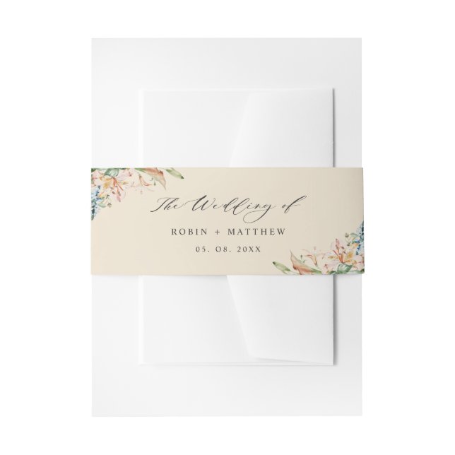 Erdblüten, Hochzeit von Beige Einladungsbanderole (Vorderseite Beispiel)