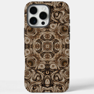 Erdbrauner Swirl-Mandala mit Holzkorn-Effekt iPhone 16 Pro Max Hülle