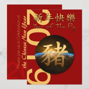 Erdchinesische Schwein-Jahr-Einladung 2019 Einladung