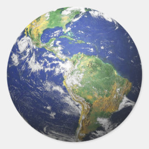 Erde - 3D-Effekt Runder Aufkleber