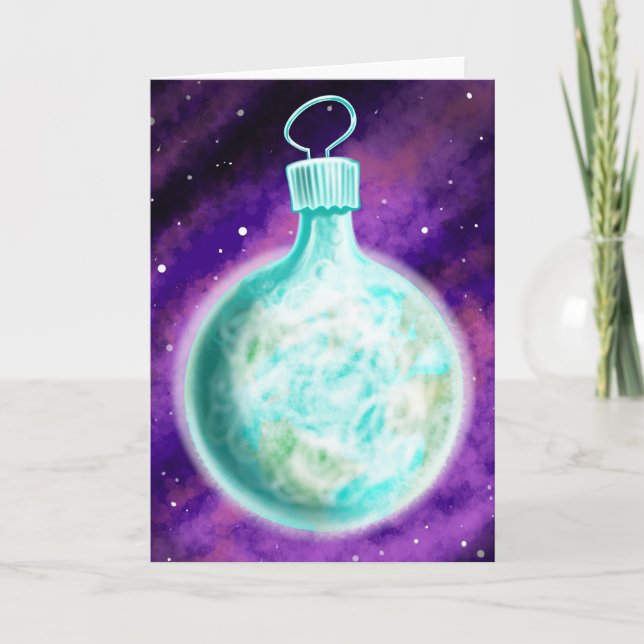 Erde als Weihnachtsschmuck Weihnachtskarte Karte (Vorderseite)