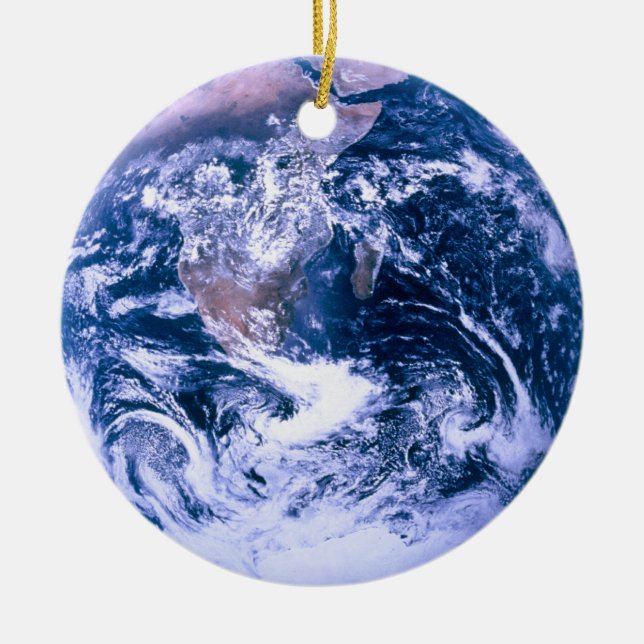 Erde aus blauem Marmor aus dem Weltraum Keramikornament (Vorne)