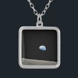 Erde aus dem Universum des Mond Versilberte Kette<br><div class="desc">Erde aus dem Foto des Mondweltraums</div>