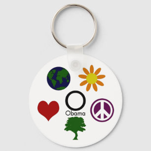 Erde, Blume, Frieden, Baum, Liebe, Obama-Schlüssel Schlüsselanhänger