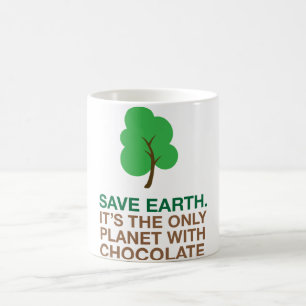 Erde, der einzige Planet mit Schokolade Kaffeetasse