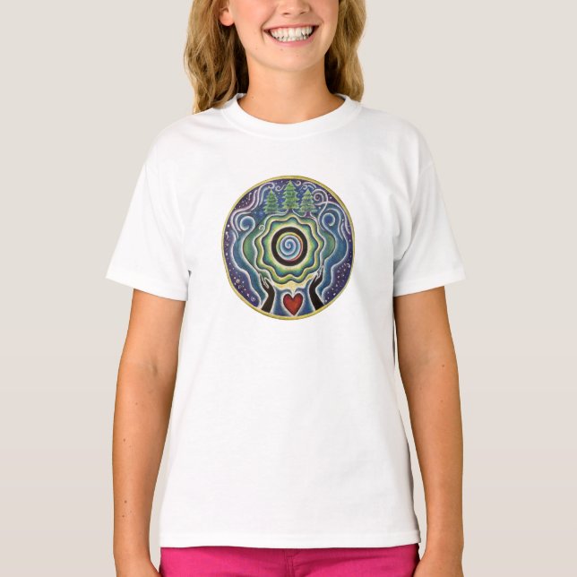 Erde, die langes Hülsemandala-Shirt ehrt T-Shirt (Vorderseite)