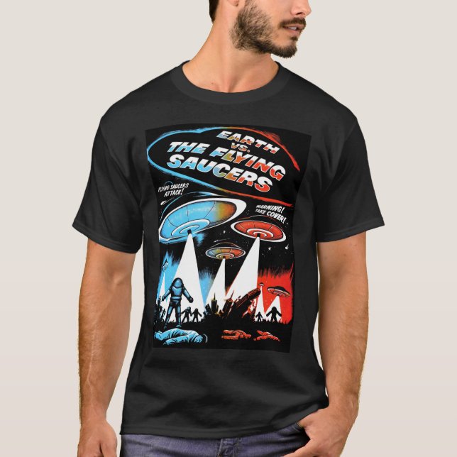 Erde gegen den klassischen T - Shirt der fliegende (Vorderseite)