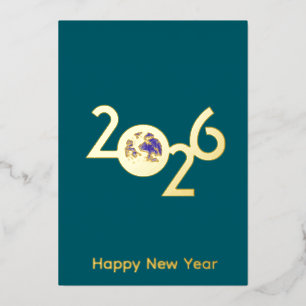 Erde in 2026 - minimalistisches Design Neujahrskar Folieneinladung