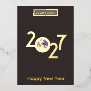 Erde in 2027 - Professionelle Neujahrskarte Folieneinladung