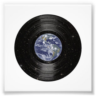 Erde in Raum-Vinyl-LP-Aufzeichnung Fotodruck