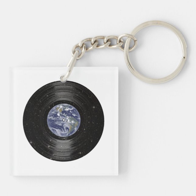 Erde in Raum-Vinyl-LP-Aufzeichnung Schlüsselanhänger (Rückseite)