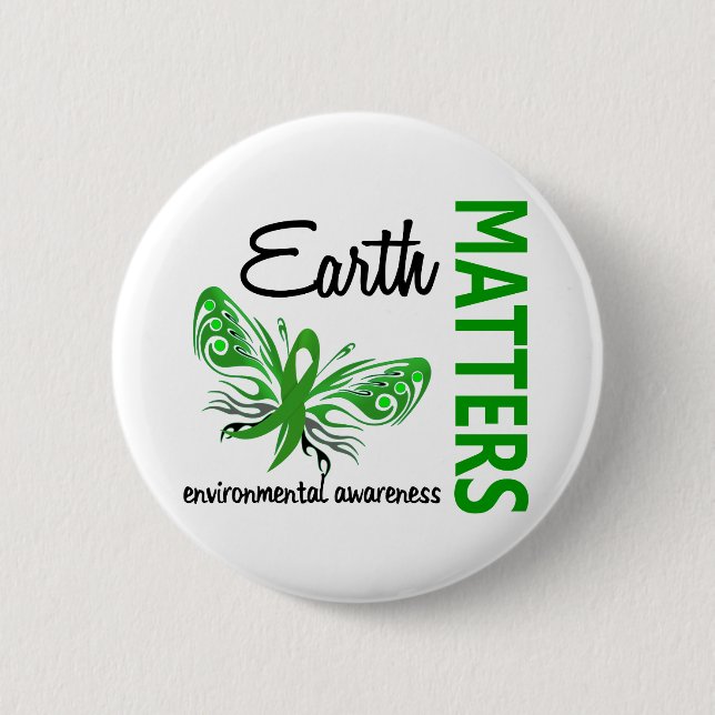 Erde ist Schmetterlings-Umweltbewusstsein von Button (Vorderseite)