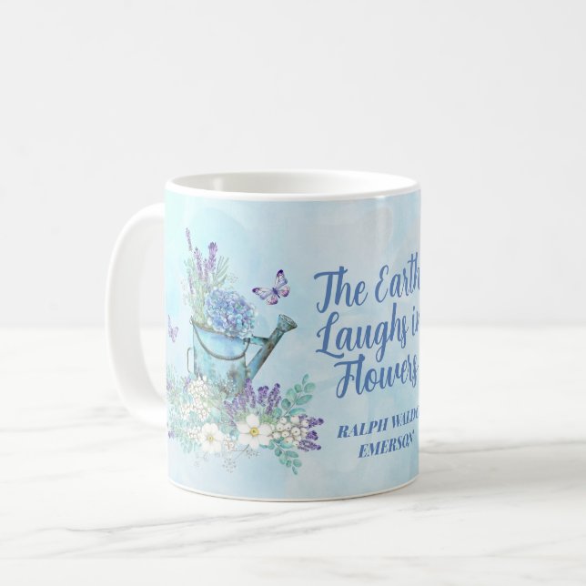 Erde lacht in Blume - Blumenordnung Kaffeetasse (Vorderseite Links)