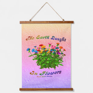 Erde lacht in Blume Inspiration Wandteppich Mit Holzrahmen