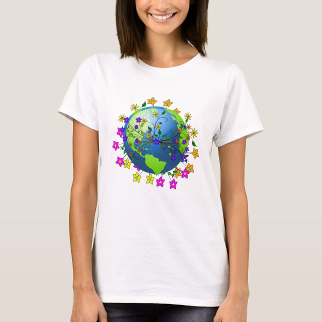 Erde mit Blumen - Tag der Erde T-Shirt (Vorderseite)