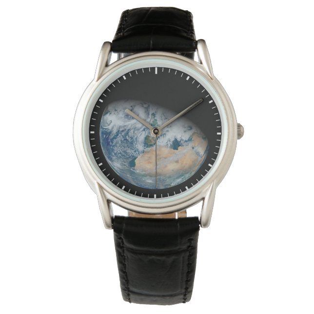 Erde mit Nordafrika und Südwesteuropa Armbanduhr (Vorderseite)